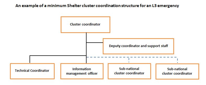 An example of a minimum Shelter cluster coordination structure for a Scale-Up emergency